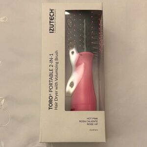 Toro Portable 2-in-1 Hair Dryer with Volumizing Brush - Hot Pink